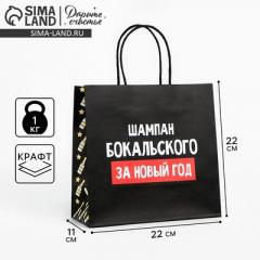 Пакет подарочный новогодний «За Новый год», 22×22×11 см Арт. 10338156