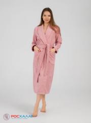Женский махровый халат с шалькой пудрово-розовый МЗ-02 (102)